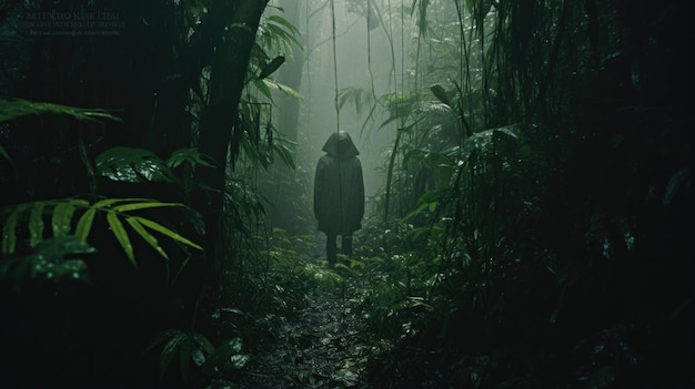 Creepy Ghost in the Rainy Jungle