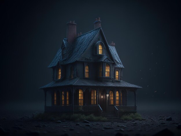 Creepy Ghostly house Halloween background AI generated