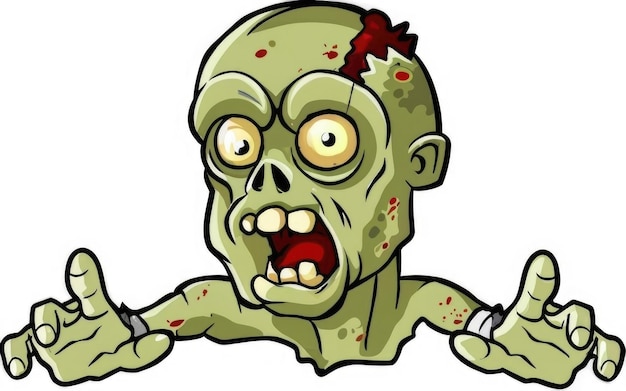 Foto uno zombie verde inquietante nei cartoni animati.