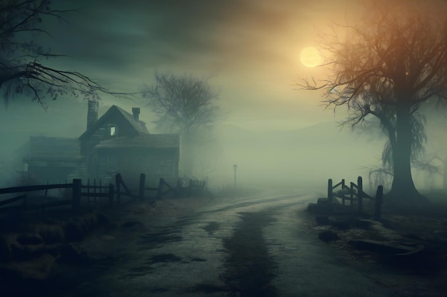 Creepy halloween background with soft fog