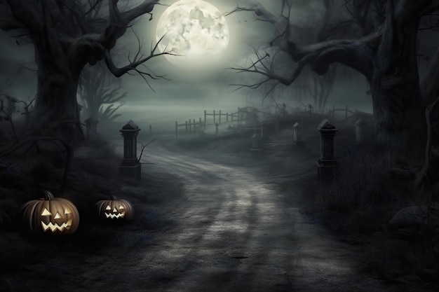 Creepy halloween background with soft fog