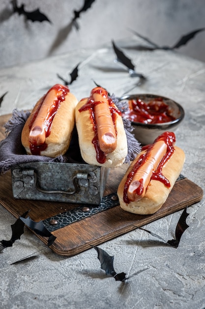 Creepy Halloween hot dogs look like a bloody fingers