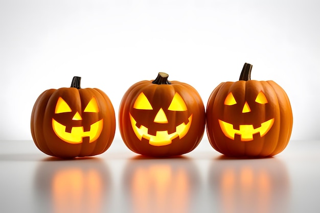 Creepy jack o lanterns glowing in the dark Trick or Treat Halloween party