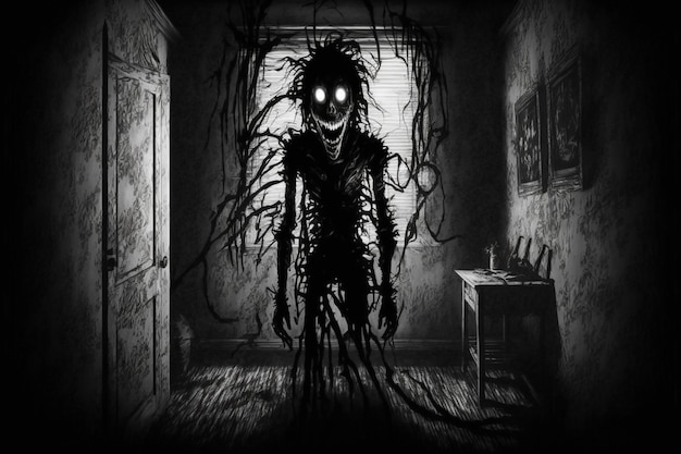 Premium AI Image  Creepy monster in a dark room