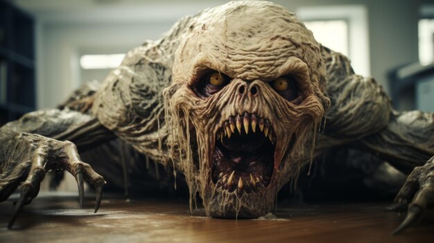 사진 무서운 괴물 죽음의 공격 포즈 공포 스타일 초점 스테이킹 이미지