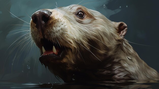 Photo creepy otter illustration in 2d game art style