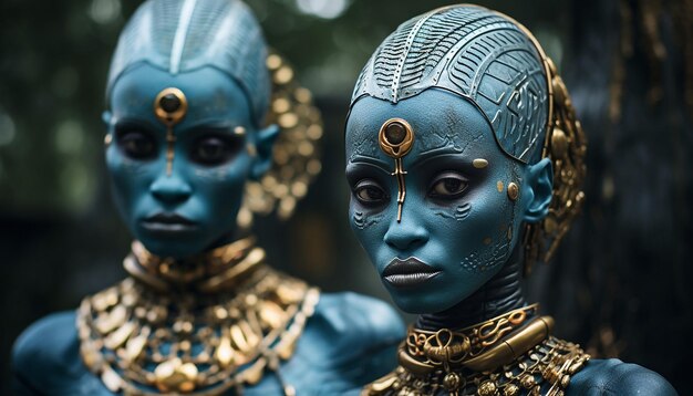 Foto foto inquietanti di aliens africani con facce davvero strane in costumi sofisticati