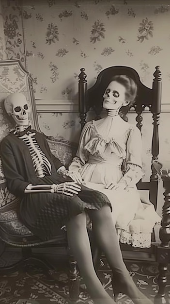 Creepy photo from 18901900 A deceased husband and wife couple