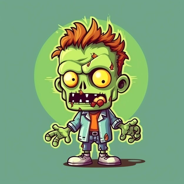 A creepy zombie in cartoon style A scary zombie resurrection and crawling for halloween celebration