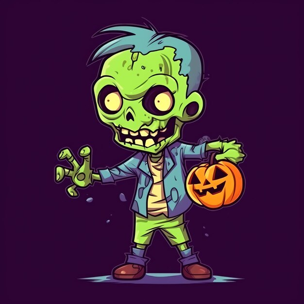 Photo a creepy zombie in cartoon style a scary zombie resurrection and crawling for halloween celebration