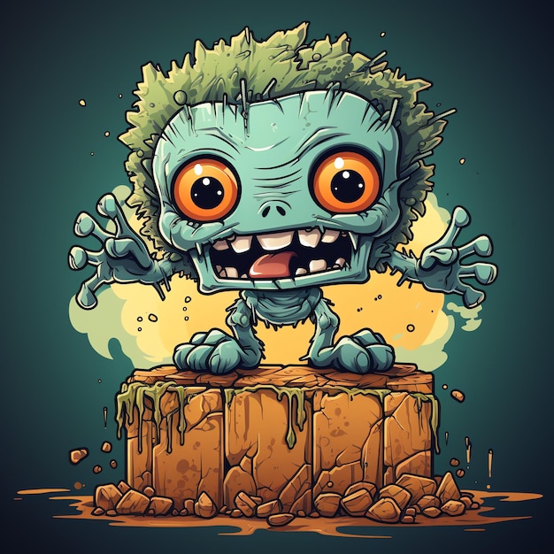 Foto uno zombie inquietante in stile cartone animato una spaventosa resurrezione di zombie e strisciare per la celebrazione di halloween