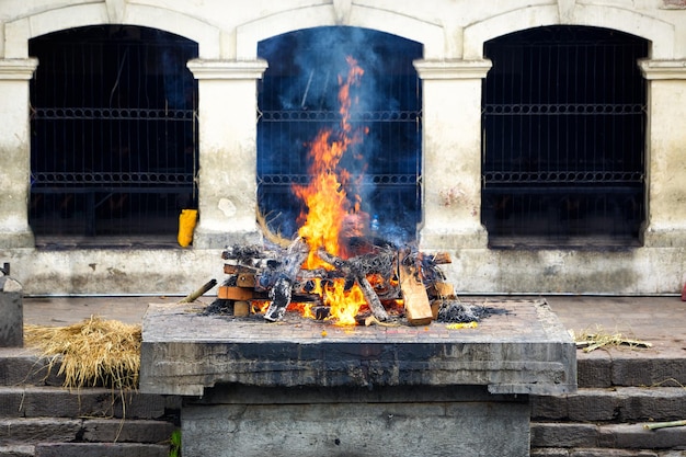 Cremation ghat and ceremony in Nepal