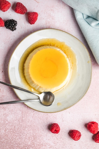 Creme caramel flan or caramel pudding is a custard dessert