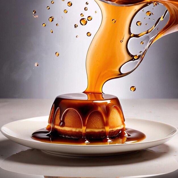 Photo creme caramel flan pudding dessert with sauce