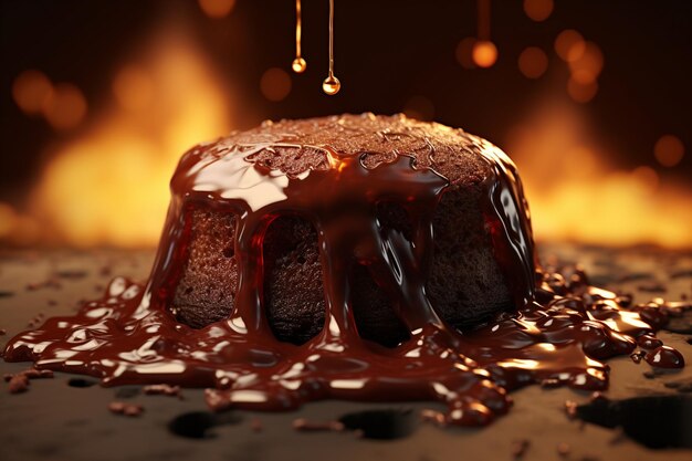 Creme en toegeeflijke chocolade lava cake met een mo 00117 01