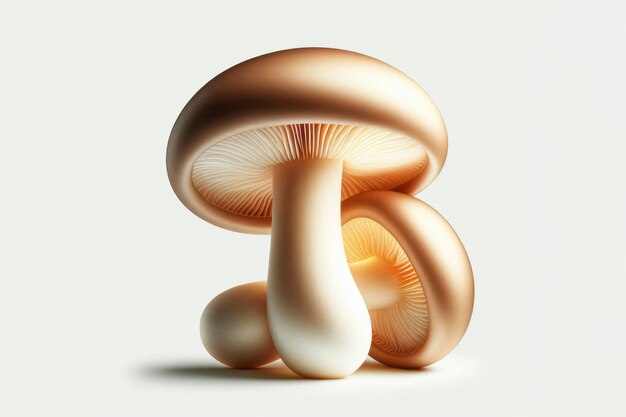 Cremini Mushroom isolated on solid white background ai generative