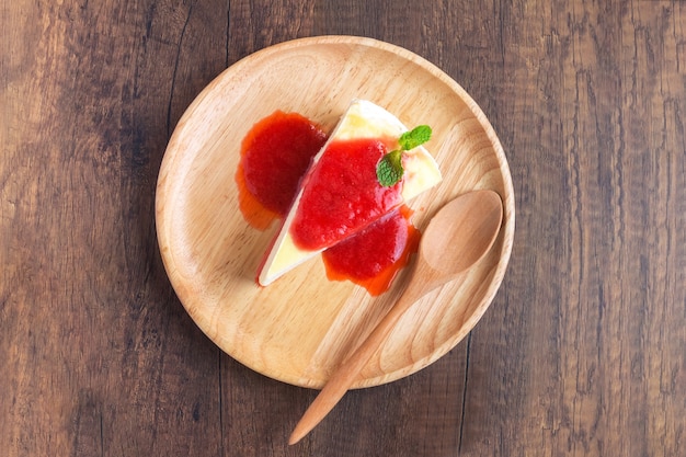 Crepe Cake on wood plate.View from the top