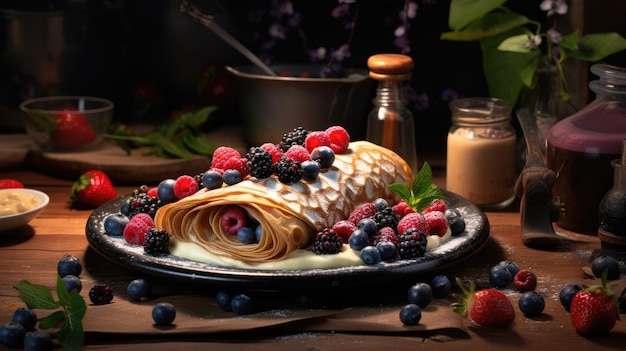 A crepe or crepe is a very thin type of pancake