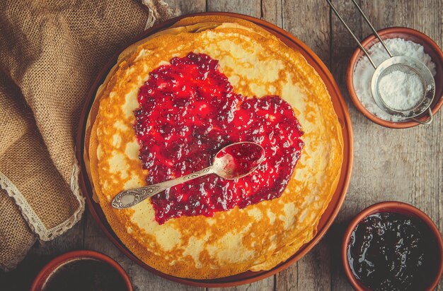 Crepes are homemade. Pancakes. Selective focus. Food