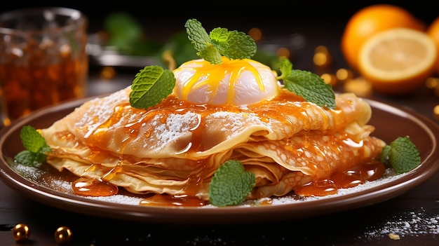 Crepes suzette made with autumn ingredients