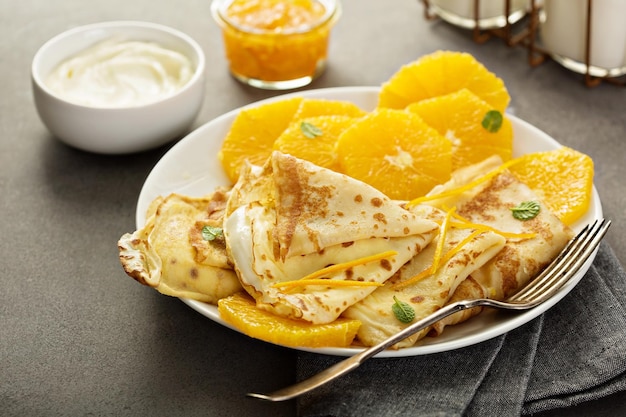 Crepes suzette met sinaasappels