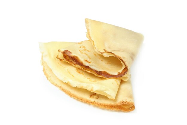 Crepes or thin pancakes isolated on white background