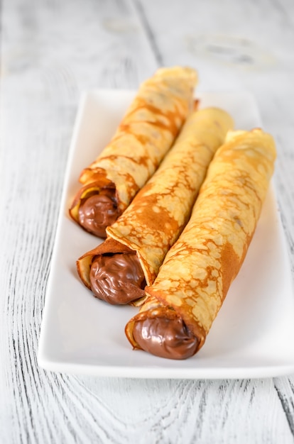 Crepes with chocolate cream