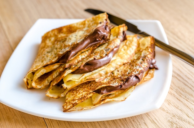 Crepes with chocolate cream