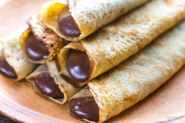 Crepes with chocolate cream