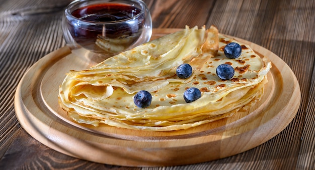 Crepes with fresh blueberries