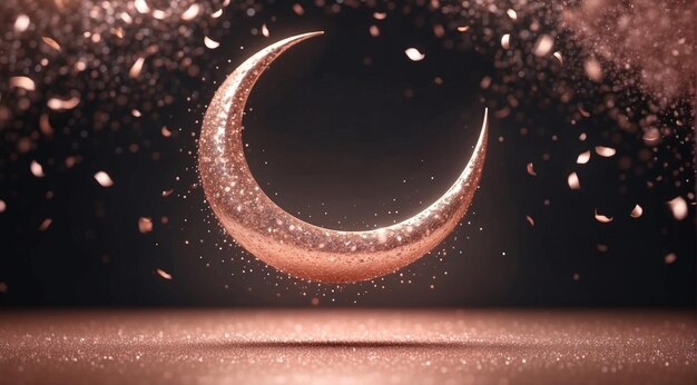 Foto luna crescente 3d del giorno di celebrazione del ramadan o dell'eid al fitr adha copia spazio sfondo dell'area di testo