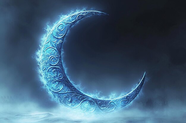 Crescent blue moons realistic eid mubarak
