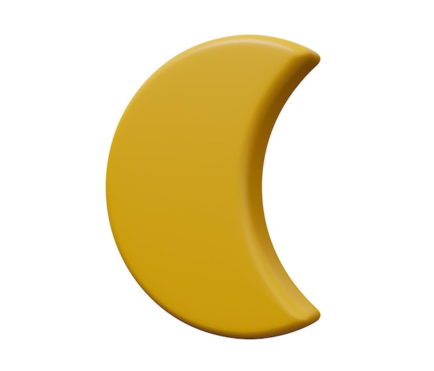 Crescent moon 3d icon 3d render cartoon minimal icon illustration