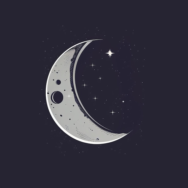 Photo crescent moon and starry night sky illustration