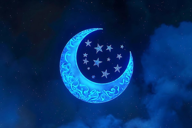 Crescent Moon and Stars Illustration