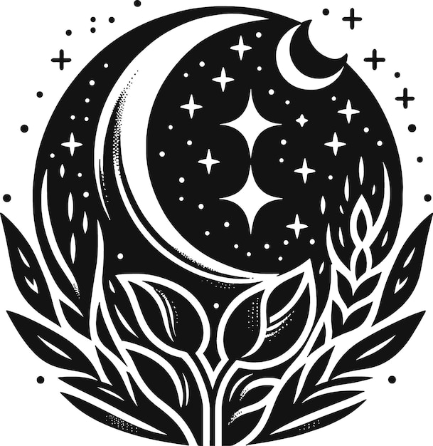 Photo crescent moon and stars vector