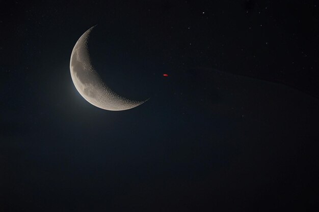 Crescent moon with a bright planet nearby