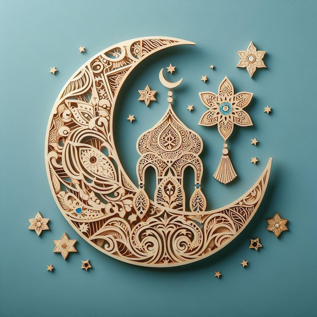 a crescent moon with a star and a star on it