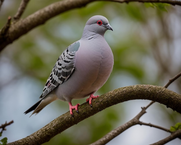 Crested Pigeon on a Tree Branch