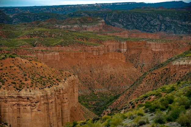 Crests and cliffs of the Badland de los Coloraos in the Granada Geopark. 