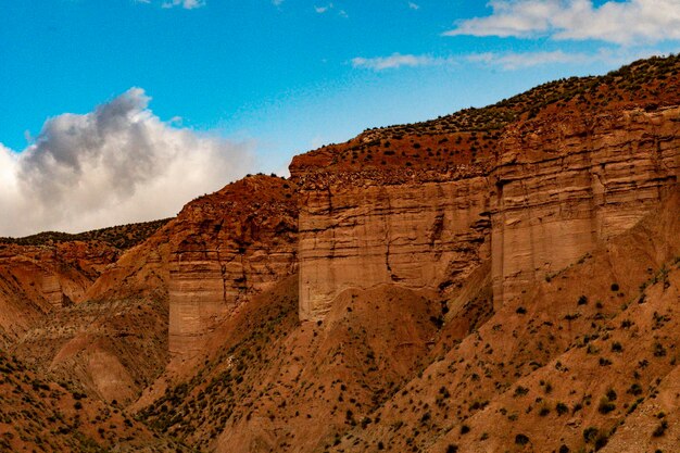 Crests and cliffs of the Badland de los Coloraos in the Granada Geopark. 