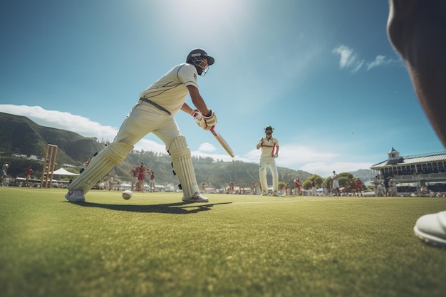 Foto la sera gli atleti di cricket gareggiano sul campo da cricket