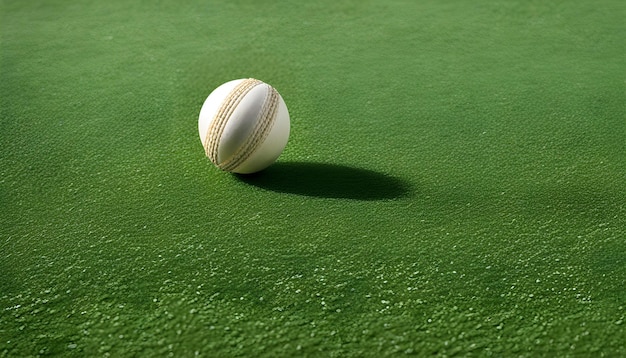 Мяч для крикета на зеленой траве