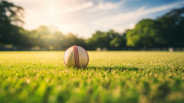 Cricket game ball on field