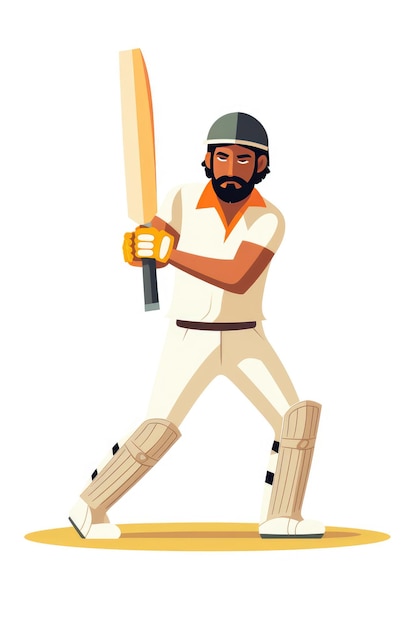 Cricket player cartoon illustration AI generated Image