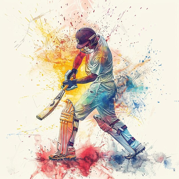 Photo cricket player sketch dynamic sports art