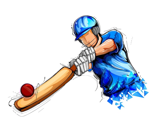 Cricket speler batting actie clipartcricket speler spelen cricket vector illustratie