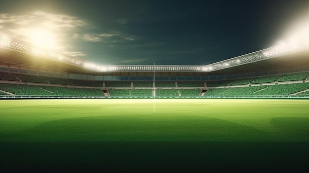 Cricket stadium in lights and flashes Generative ai