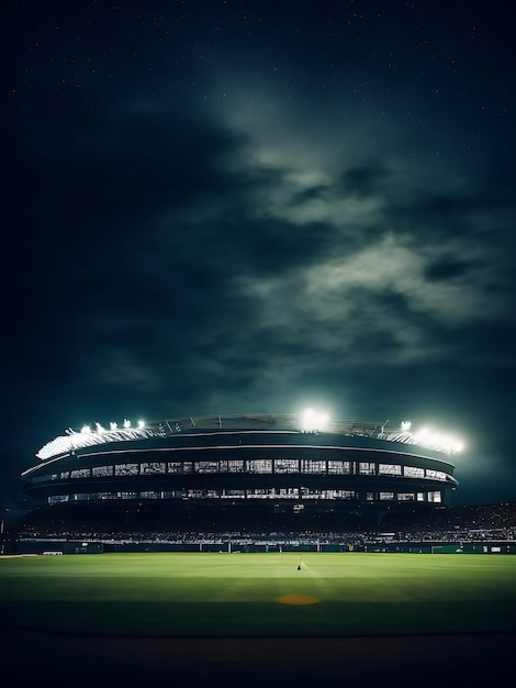 夜のクリケットスタジアムの背景