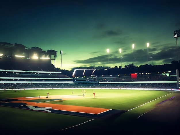 Фото Стадион крикета в ночь после победы в турнире чемпионата мира